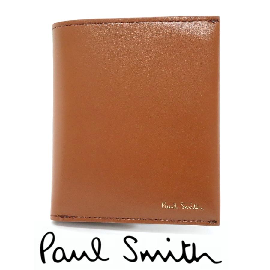 Paul Smithポールスミス本革レザー二つ折り財布ブラウンマルチストライプ