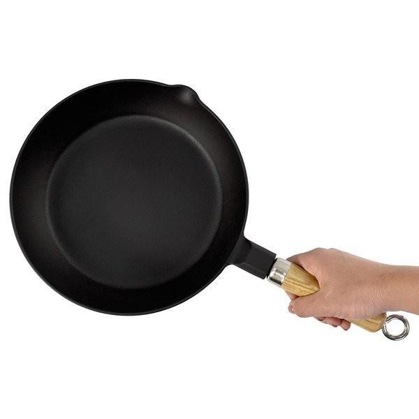 南部鉄器 鋳鉄フライパン 26cm 取っ手付き NHK美と若さの新常識で紹介されました 南部鉄器 木柄付きフライパン 大
