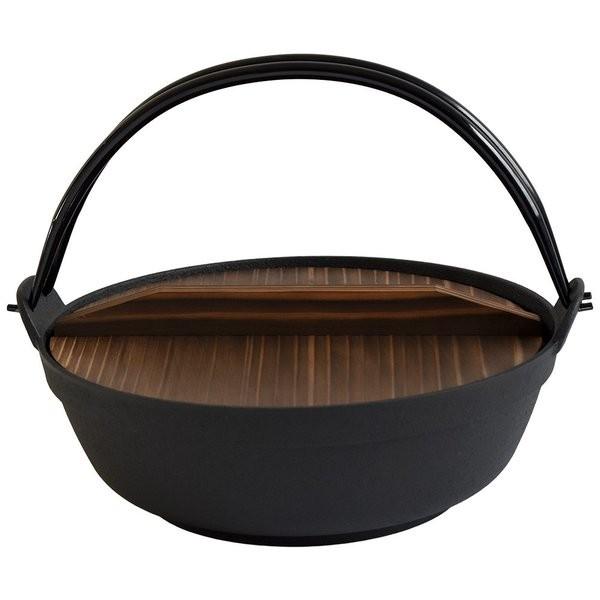 南部鉄器 いろり鍋 8寸 囲炉裏鍋 IH対応 内径235mm 南部鉄 木蓋付き 丸
