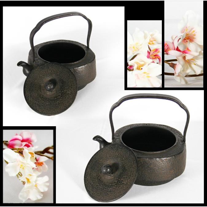 南部鉄器大きめやかん花柄岩鋳ケトル