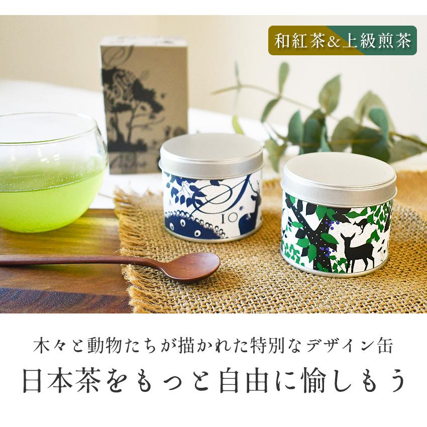 和紅茶と上級煎茶 ティーバッグ 2種セット 化粧箱入り デザイン缶 日本