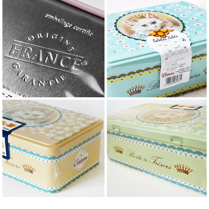 ラ・トリニテーヌ ネコ スクエア缶 ティン缶入り 厚焼きパレット