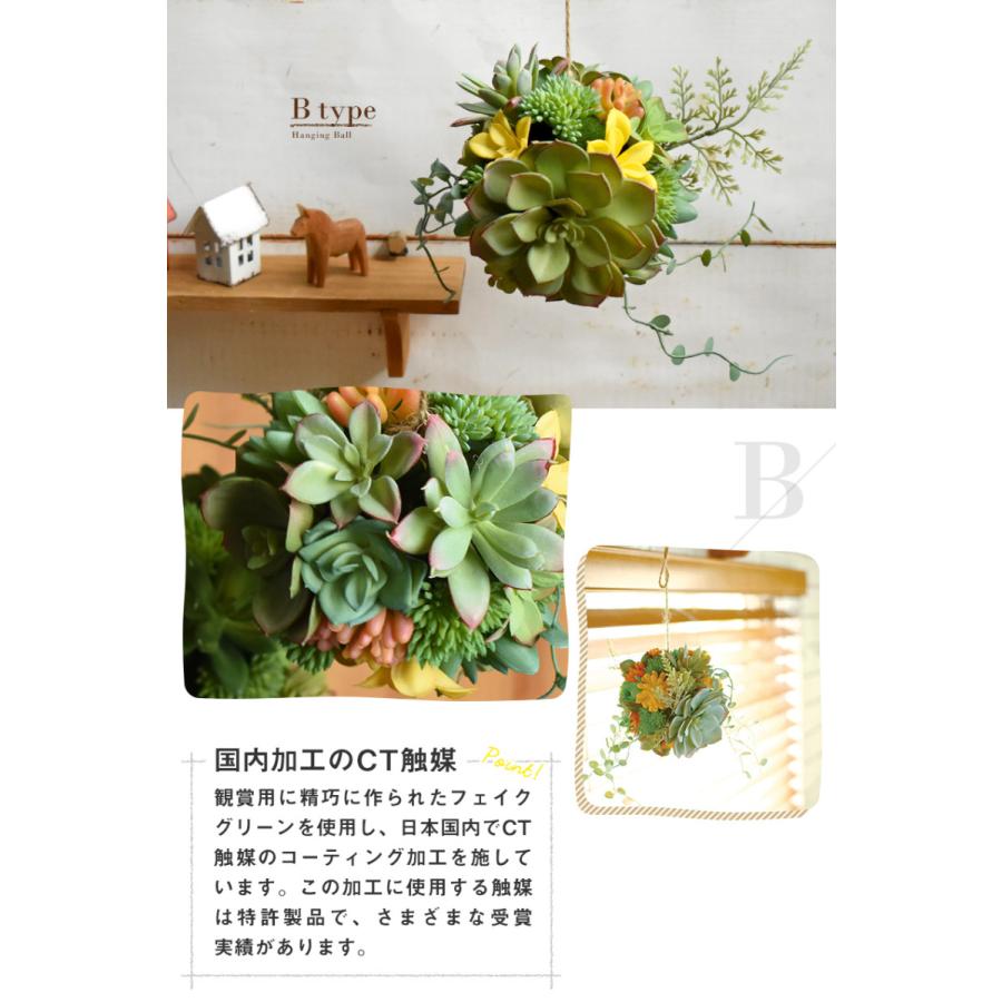CT触媒 吊り下げボール Lサイズ ハンギング サキュレント おしゃれ かわいい プレゼント 多肉植物 サボテン フェイクグリーン プレゼント 消臭  抗菌 FG018-