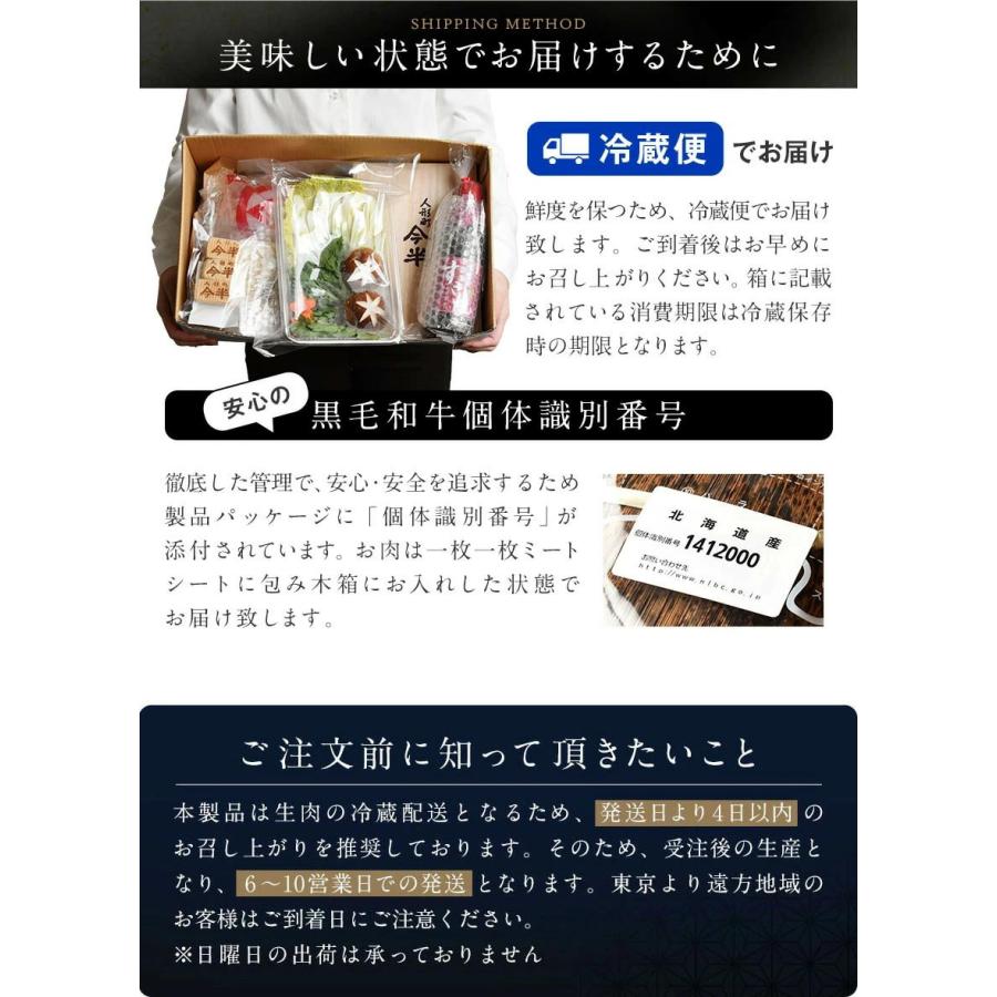 人形町今半 黒毛和牛すき焼きセット 約2人前 野菜付き 割下付き 化粧箱入り 送料無料  A5  肩ロース スライス ギフト 贈答品 お中元  IH-YN10SET｜montagne-y｜15