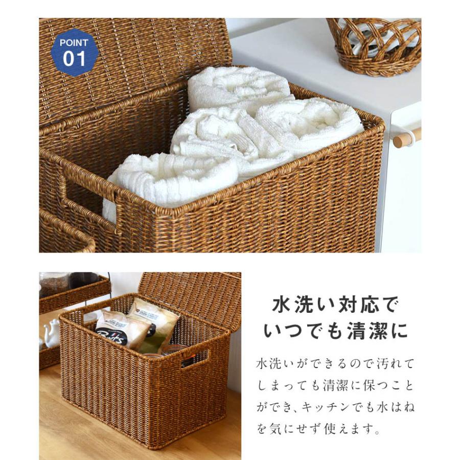洗えるバスケット 蓋付きバスケット カゴ 水洗い可能 大容量ストレージ