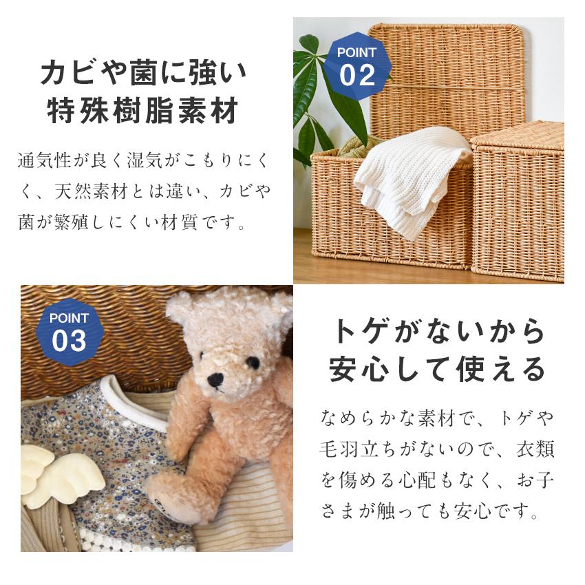 洗えるバスケット 蓋付きバスケット M・L 角型 ストレージ ストッカー