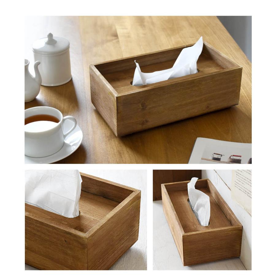天然木 アンティーク調 ティッシュボックス ティッシュケース