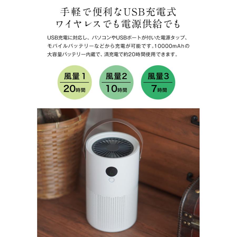 空気清浄機 ポータブル 小型 ハンドル付き マイナスイオン HEPA