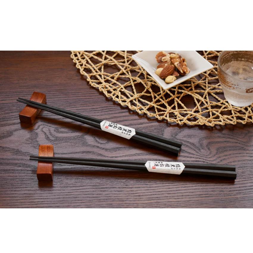 日本製 縞黒檀 八角箸 一膳 漆塗り仕上げ 箸 単品 21cm 23cm 大人用