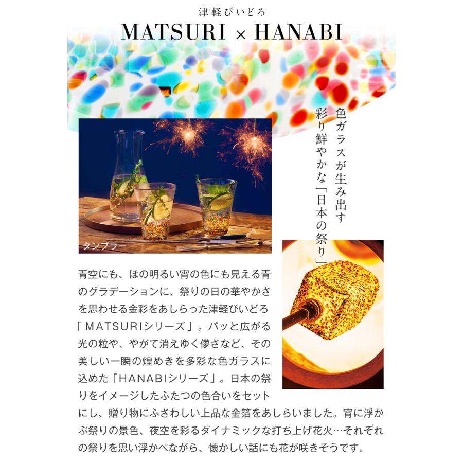 津軽びいどろ MATSURI 金彩ペアセット ロック タンブラー 酒器 日本製