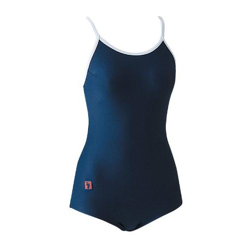 メイルオーダー Footmark フットマーク レディース フィットネス スクール水着 ワンピース ツーウェイ水着 白パイピング ネイビー