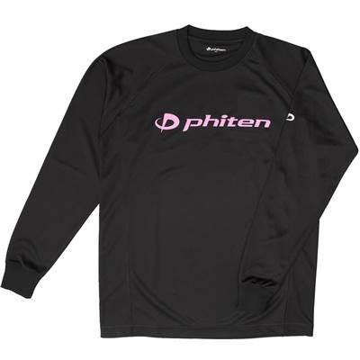 ファイテン(phiten) RAKUシャツ SPORTS 吸汗速乾 長袖 ブラック（ピンクロゴ） S｜montaukonline