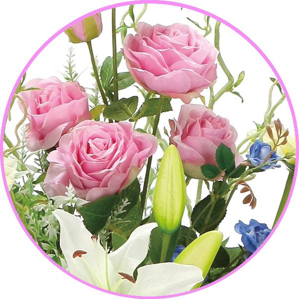 アートフラワー 造花 インテリア 光触媒 高級、ゆりのアレンジメント お祝いにも　トールキングスタンド1.4m（スチール製スタンド付）