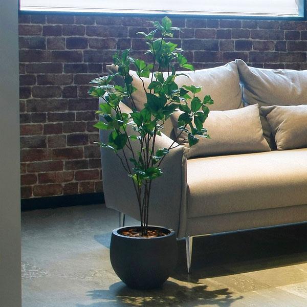 人工観葉植物 フェイクグリーン 光触媒 観葉植物 ナチュラルサラサドウダン 1.0m 鉢：ストーンプランター インテリア リアル おしゃれの画像