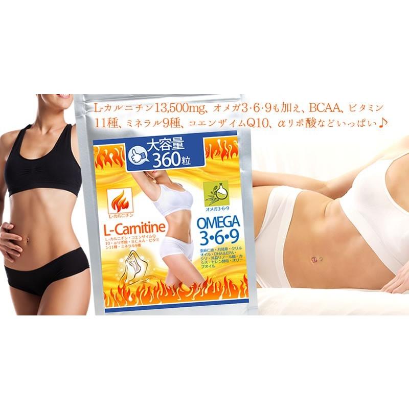 L-カルニチン & オメガ3・6・9 サプリ 360粒 約6か月分 送料無料
