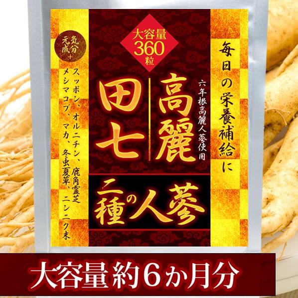 田七 高麗 人参 サプリ 約6か月 360粒 六年根 高麗人参 でんしち こう