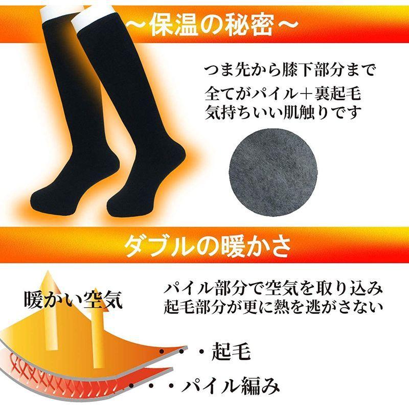 T ポイント5倍 裏起毛 あったかソックス 黒 ハイソックス レディース 総パイル編み ３足セット 2２ 25 通学 通勤 保温 手袋 Www Fattoriabacio Com