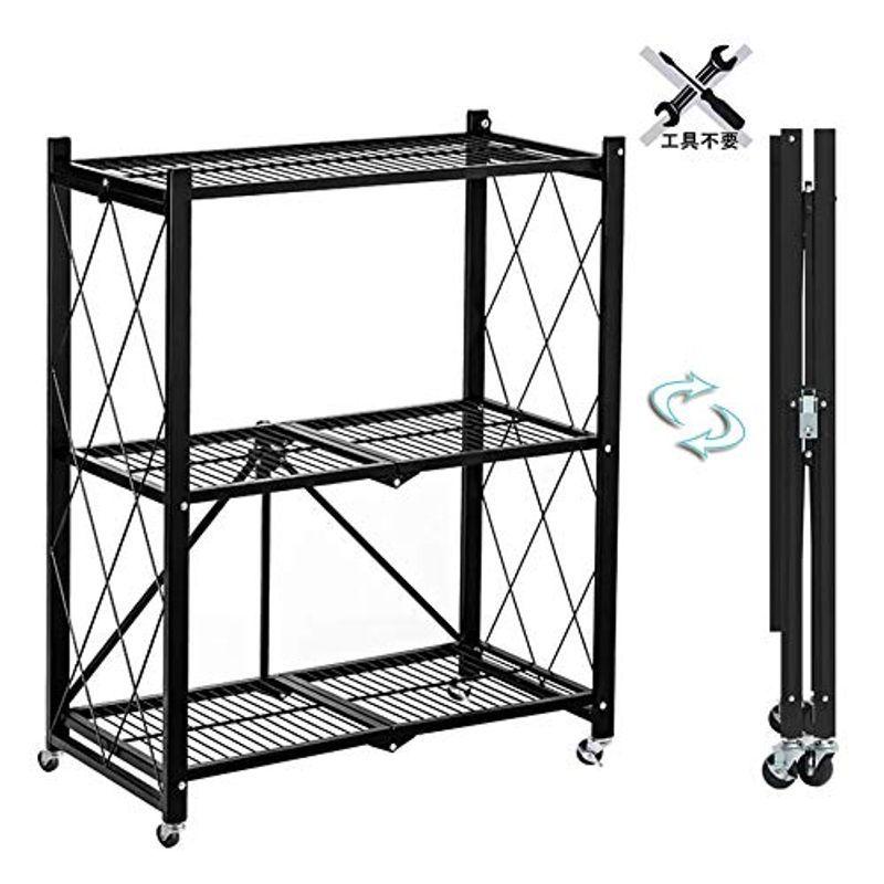 キッチンワゴン スチールラック 折りたたみ メタルラック 高さ Cm 幅71 Cm 奥行34 Cm 3段 耐荷重90kg 押入れ収納ラッ Montee41 通販 Yahoo ショッピング