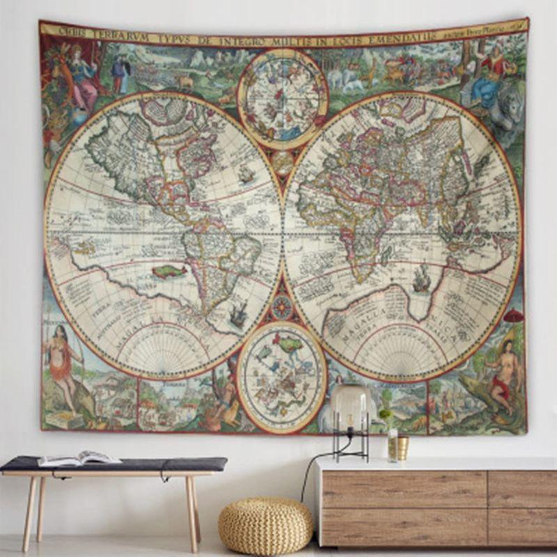 市場 ヴィンテージ風タペストリー アンティークマップ 世界地図 アンティーク風世界地図 壁飾り ポスター