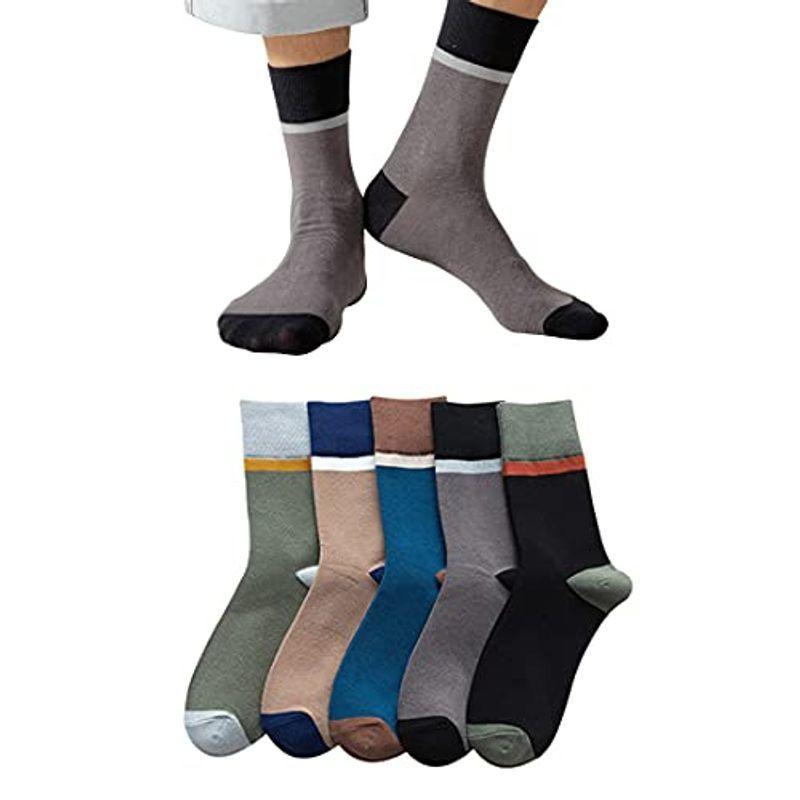 1086円 有名ブランド 靴下 メンズ クルーソックス コットン おしゃれ 5足セット 保温 くつした 冬 カラフル 暖かい 男性用靴下 ストライプ柄 耐久