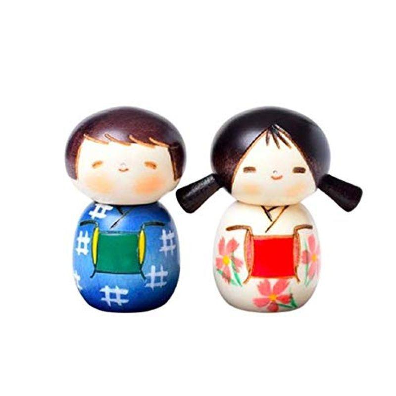 のレン 卯三郎こけし なかよし 日本製 手作り 置物 オブジェ インテリア 伝統工芸 群馬県ご当地品 ひな祭り 雛人形 桃の節句 日本人形