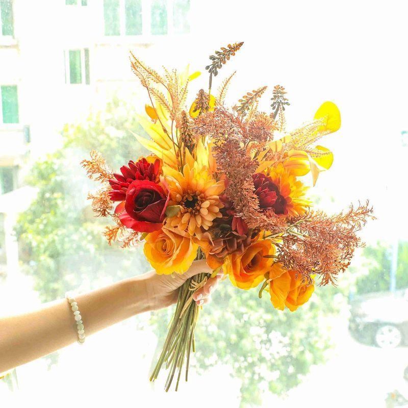 Willingyou 造花 インテリア バラ 菊 秋の色 花束 結婚式 現品限り一斉値下げ 庭園 撮影 オフィス パーティー Diy ホーム 美術館 キッチン