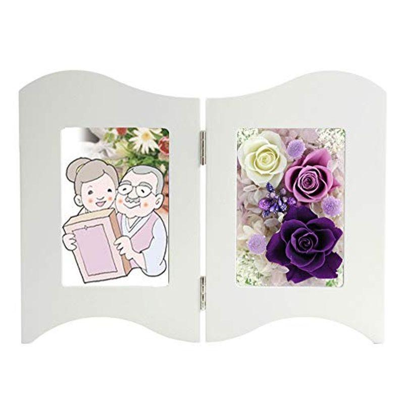 アートフォーシーズン フォトフレーム お供え花 仏花 写真たて プリザーブドフラワー パープル 日本初の