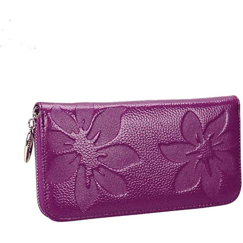 無印優品 財布 レディース 長財布 パープル 人気ブランド 大容量 多機能 8ヶ所カードケース パスポート入れ シンプル 3年保証