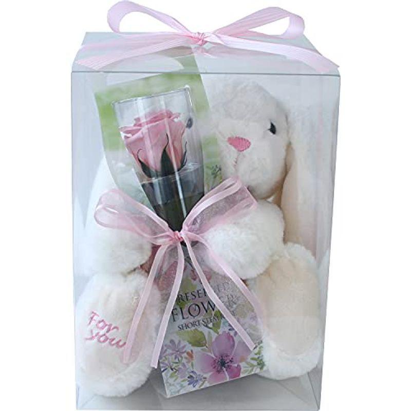 新作商品 プリザーブドフラワー クリアケースl アレ 誕生日 記念日 お祝い プレゼント 付き ウサさんと一輪の薔薇 プリザーブドフラワー ピンク 花瓶 花器 Michiganestateplanning Com