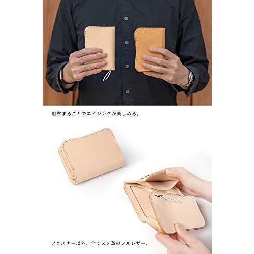 メール便送料無料 メンズ 財布 二つ折り ミドル 本革 ヌメ革 生成り 高い素材 Www Yalaphone Com