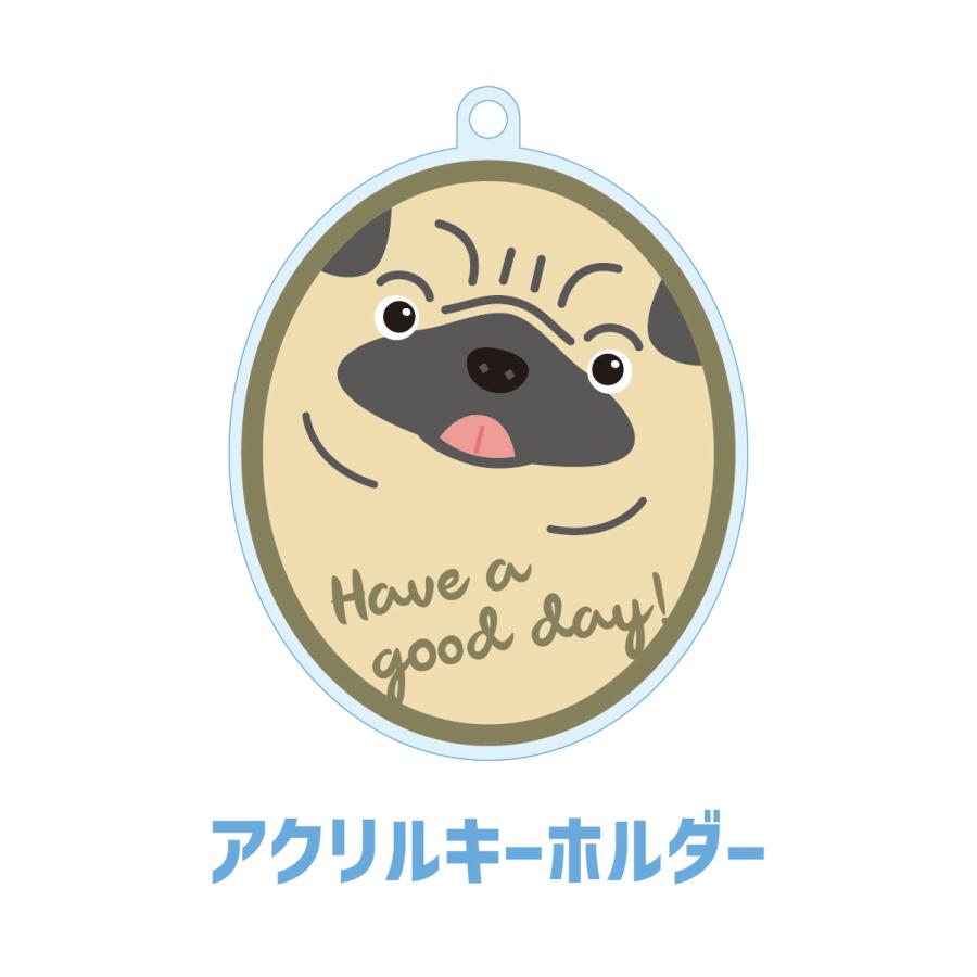 パグ かわいい キーホルダー アクリル 犬 イヌ グッズ オリジナルイラスト プレゼント 贈り物 記念品 | 
