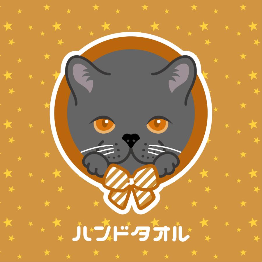 ハンドタオル ブリティッシュショートヘア 猫 かわいい ハンカチ 動物 おしゃれ プレゼント ペット | 