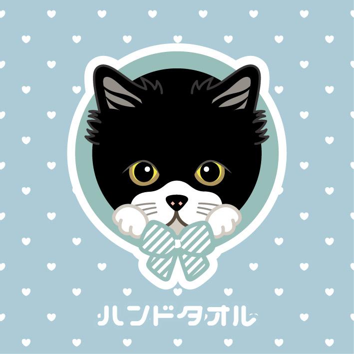 ハンドタオル シロクロ 猫 かわいい ハンカチ 動物 おしゃれ プレゼント ペット | 