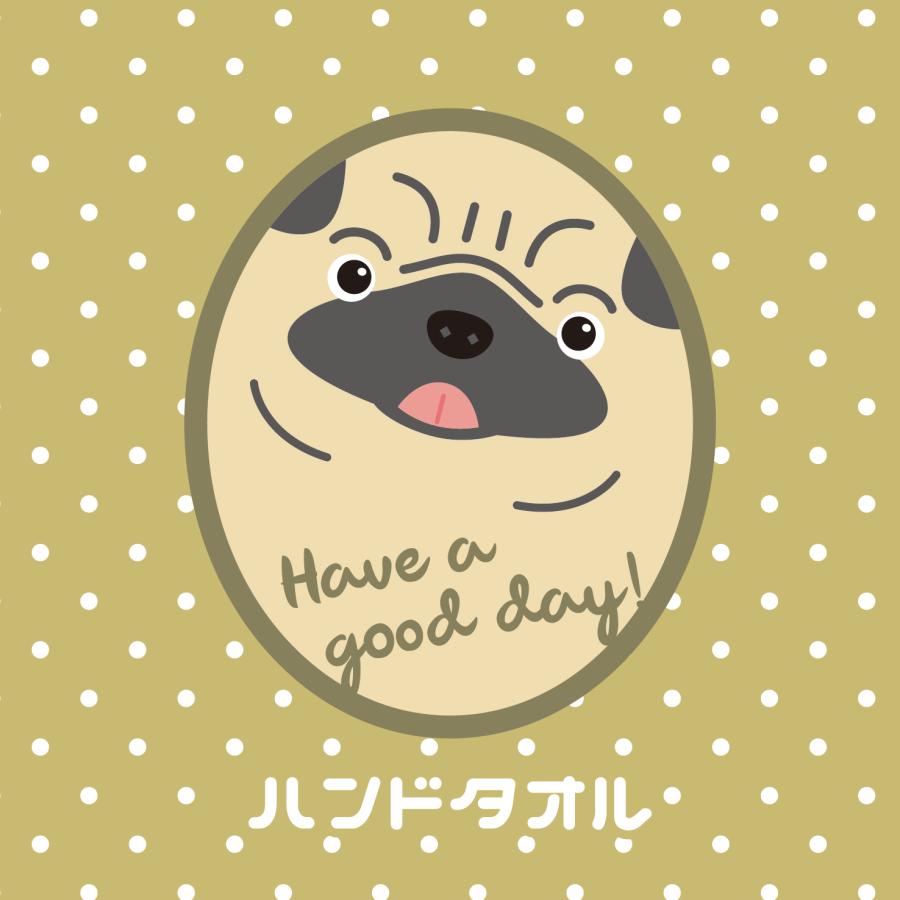 ハンドタオル パグ 犬 かわいい ハンカチ 動物 おしゃれ プレゼント ペット | 