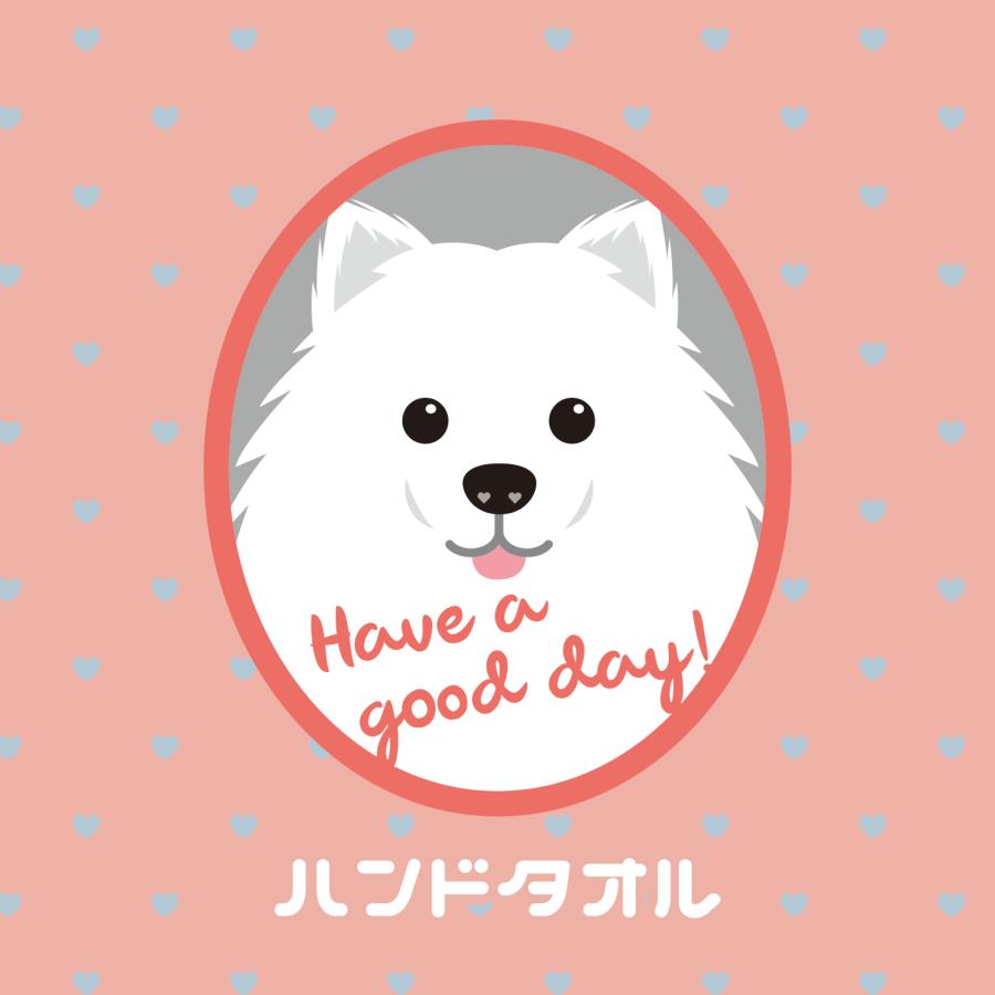 ハンドタオル スピッツ 犬 かわいい ハンカチ 動物 おしゃれ プレゼント ペット | 