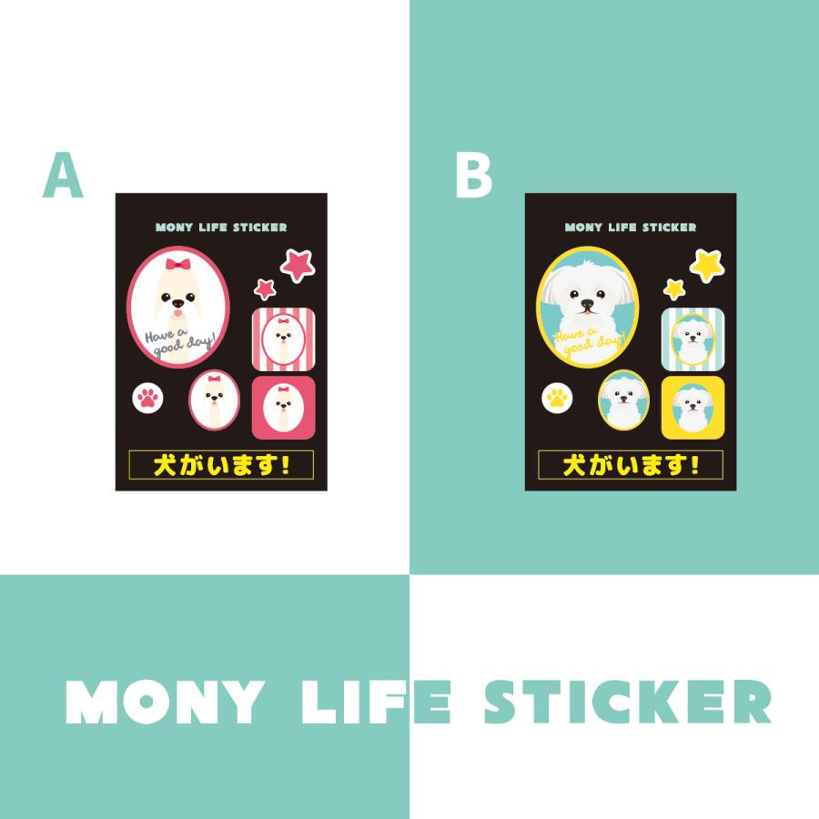 ステッカー　マルチーズ　犬　車　ポスト　玄関　かわいい　わんこ　防犯 |  | 01