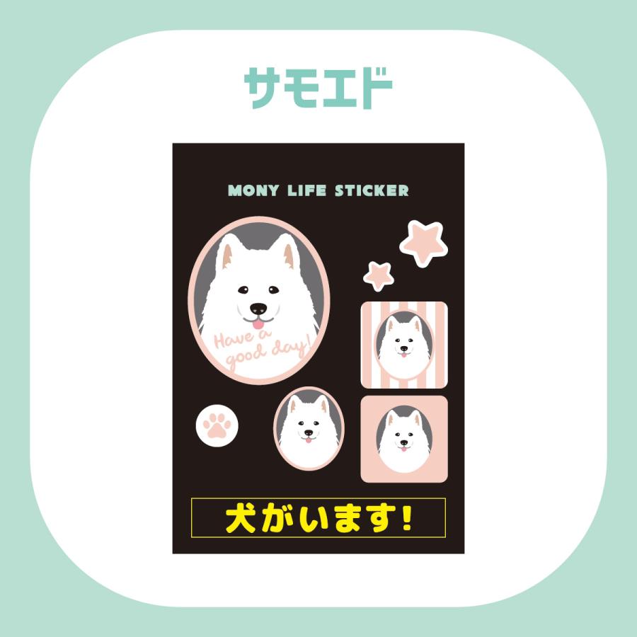 ステッカー　サモエド　犬　車　ポスト　玄関　かわいい　わんこ　防犯 犬がいます |  | 01