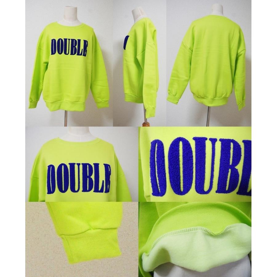DOUBLEボアパッチロゴ入り裏起毛ネオンカラートレーナー3色/スウェット 