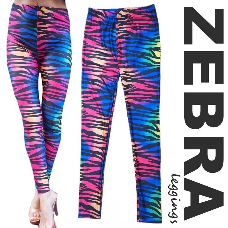 カラフルゼブラ柄プリントレギンスパンツ1色/しまうま/アニマル/カラー/派手/個性/ダンス衣装/スパッツ/レギパン/タイツ/ボトム/ズボン/総柄/ダンサー | 