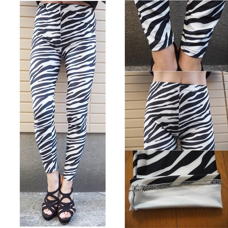 モノトーンゼブラ柄プリントレギンスパンツ1色/しまうま/アニマル/白黒/ホワイトブラック/派手/個性/ダンス衣装/スパッツ/レギパン/ボトム/ズボン/総柄/ダンサー |  | 02