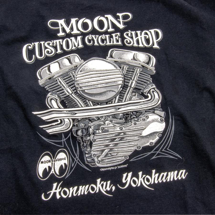 XXLサイズムーンアイズ MOON Custom Cycle Shop パンヘッド Tシャツ｜mooneyes｜07