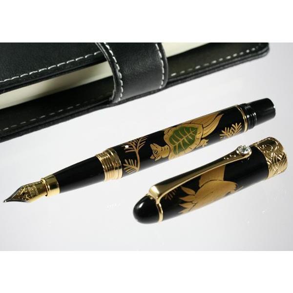月星蒔絵万年筆【鶴亀】 キッチン、日用品、文具-文具、ステーショナリー-万年筆