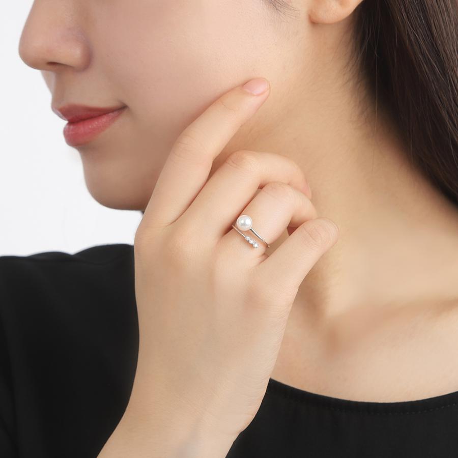 [ムーンレーベル 公式] Pure Line パールリング パール Pt900 プラチナ レディース  真珠 6月 誕生石 DES0201PLINE000000の画像