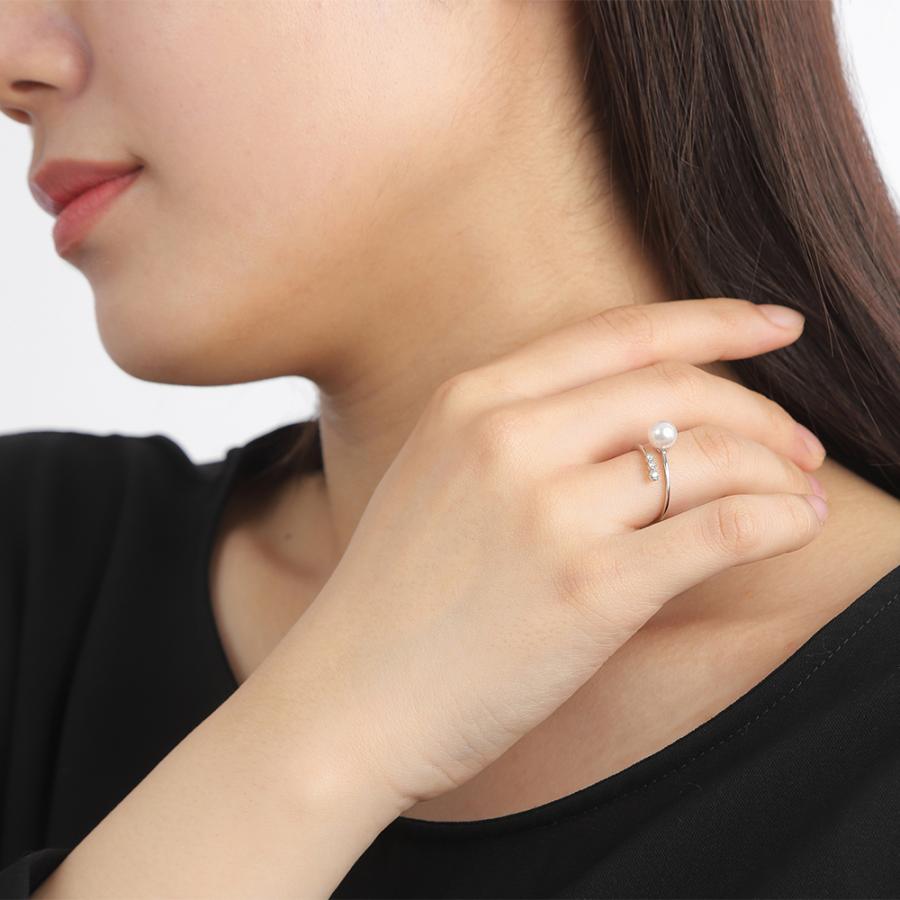 [ムーンレーベル 公式] Pure Line パールリング パール Pt900 プラチナ レディース  真珠 6月 誕生石 DES0201PLINE000000の画像