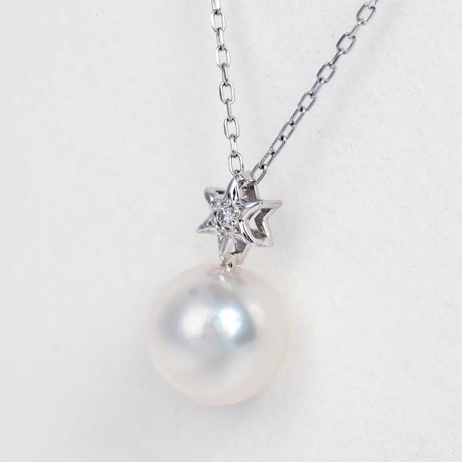 パール　真珠　シルバー　ダイヤモンド　ネックレス ムーンレーベル 公式] パール ネックレス ダイヤモンド 真珠 Gleam