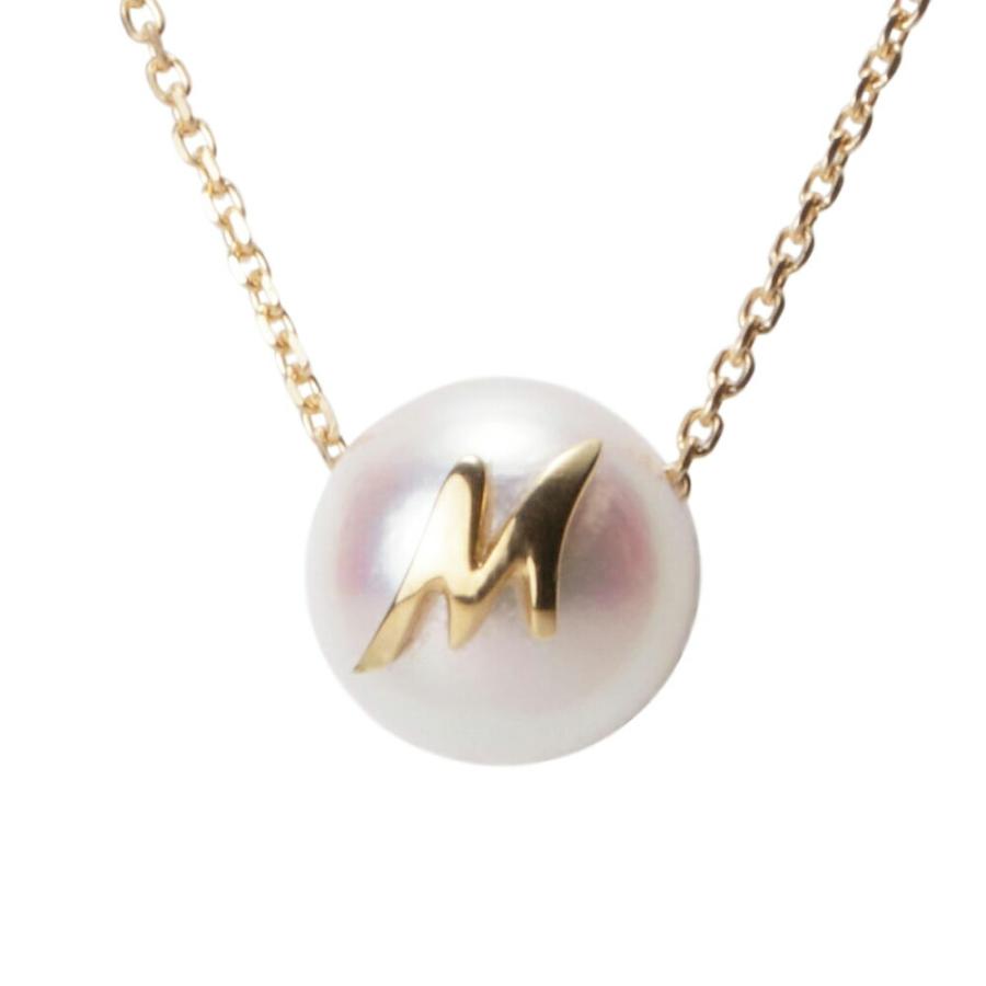 [ムーンレーベル 公式] パール ネックレス イニシャル パール ペンダント Ｍ　K18 レディース 18金 DES040200IN-M00000