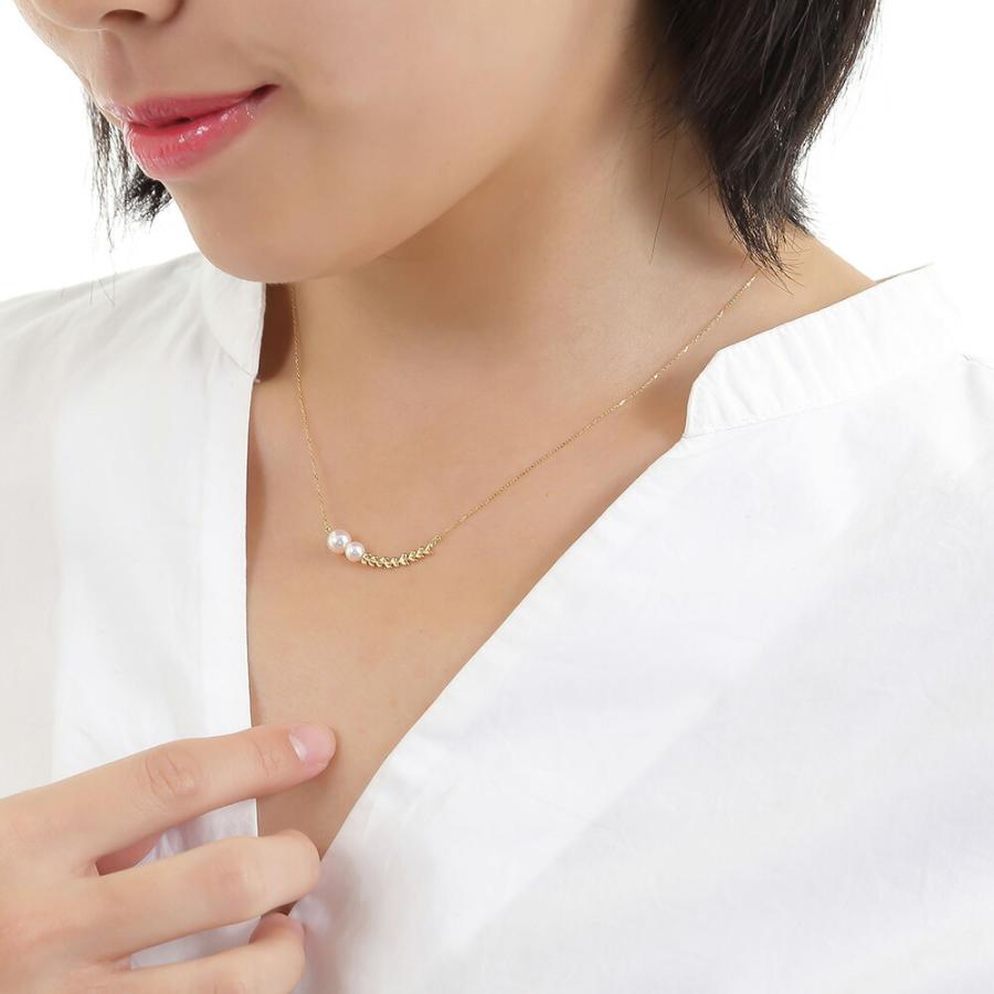 [ムーンレーベル 公式] パール ネックレス Petit Leaf パール ペンダント K18 レディース 18金 DES0402PTILF000000の画像