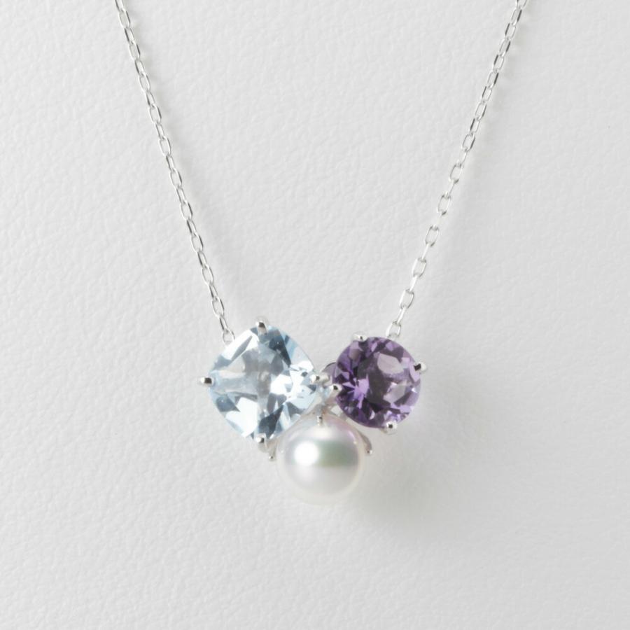 [ムーンレーベル 公式] パール ネックレス Aurora ペンダント K18WG レディース 18金 DES04040AUR-200000の画像