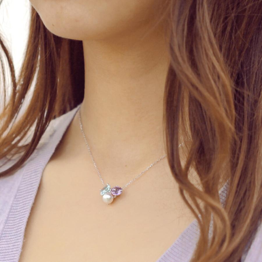 [ムーンレーベル 公式] パール ネックレス Aurora ペンダント K18WG レディース 18金 DES04040AUR-200000の画像