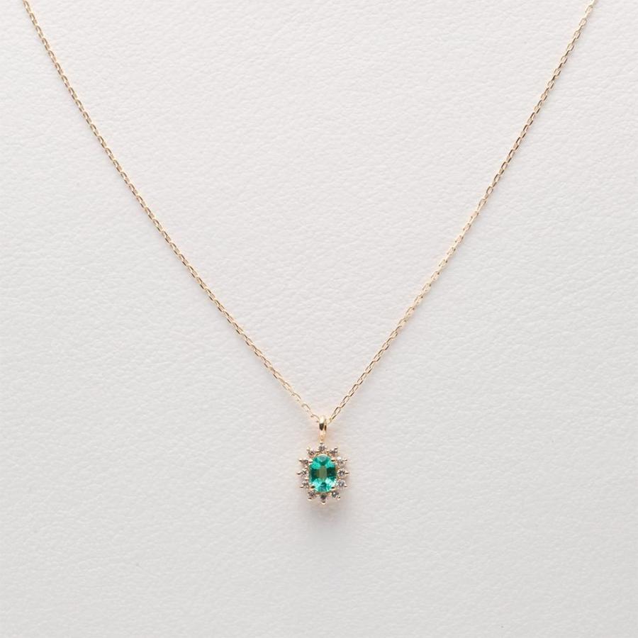 [ムーンレーベル 公式] エメラルド ネックレス ダイヤモンド Color Jewels ペンダント エメラルド K10 レディース DES0411CJ-13000000の画像